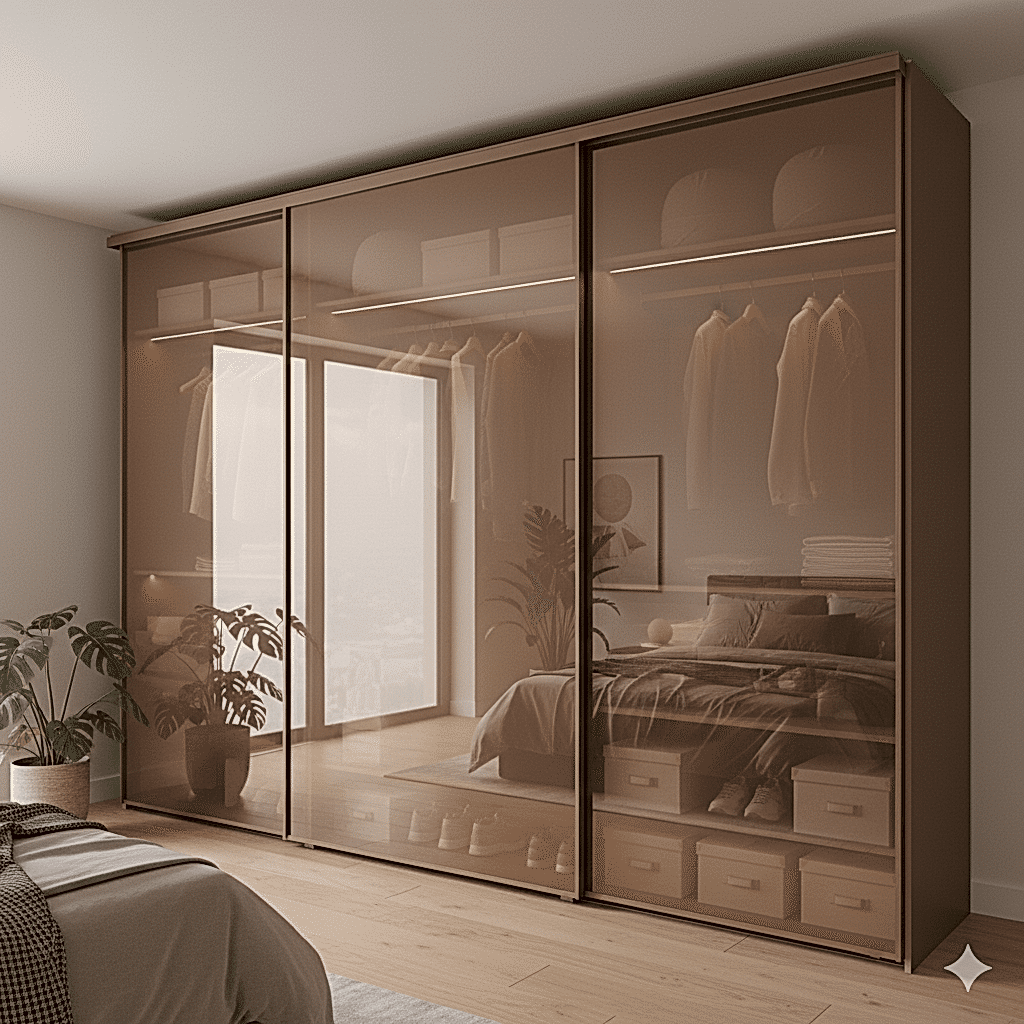 bronz reflekte camli dolap